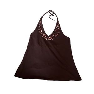 brown beaded 90’s halter top